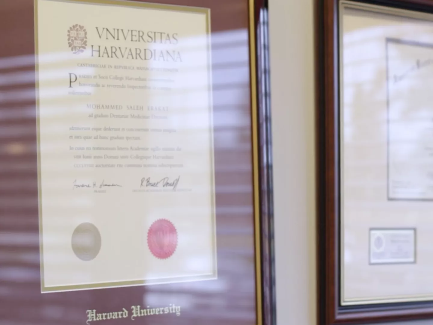 Dr. Erakat's Harvard Certificate - Prestige Oral Surgery.